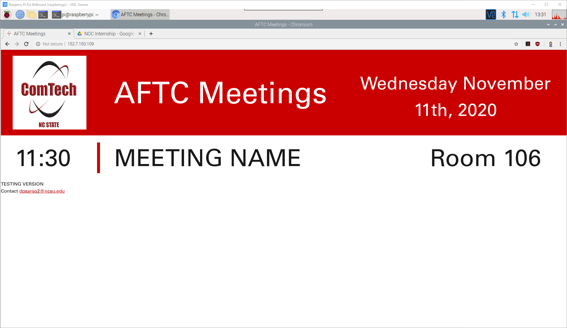 Final conference-room meeting billboard displayed on a television