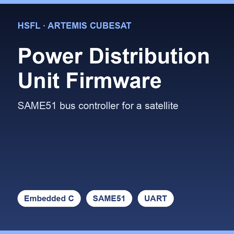 Artemis CubeSat power distribution unit firmware project